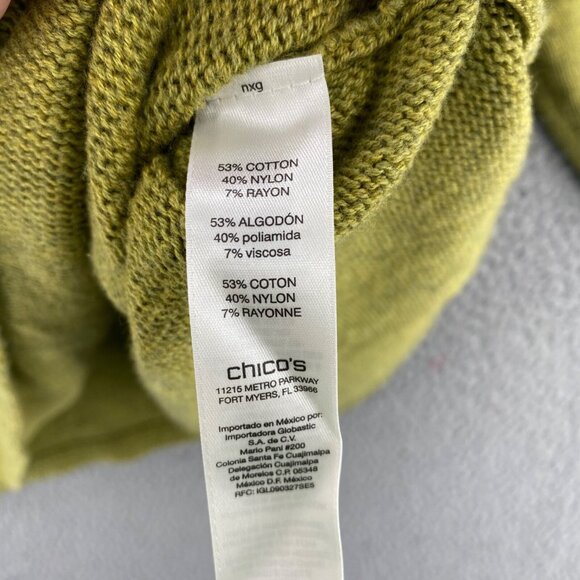Chicos Sweater Womens 3 US Extra Large Green Marled Ribbed Cowl Neck Pullover - Picture 6 of 10